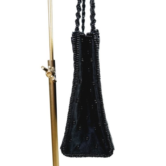 Vintage La Regale Mini Black Square Flat Button Sequin Handbag Evening Bag - Picture 4 of 8